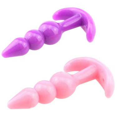 Luxury Colourful Anal Beginner Toys TPE - Vibrant Pink and Purple Jelly Butt Plug designed for comfortable pleasure.